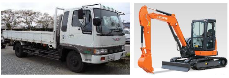 Hino stolen truck and excavator
